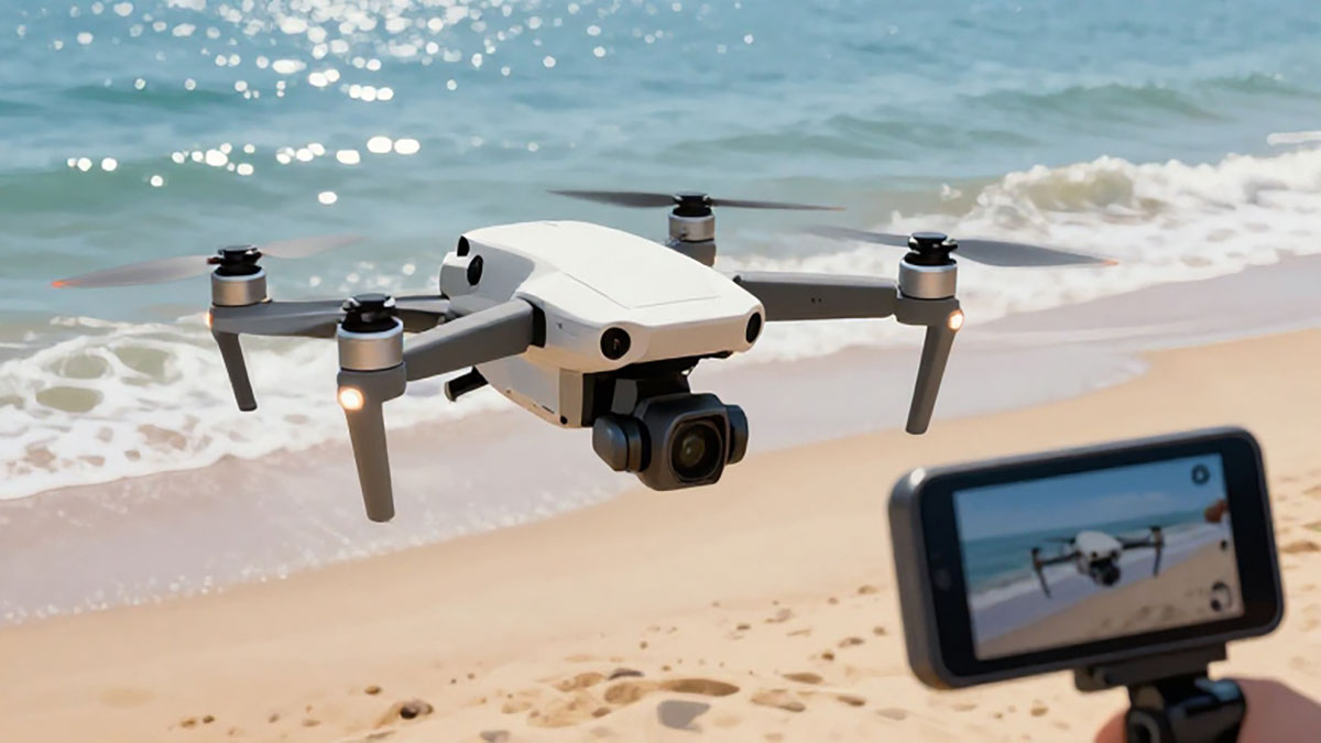 Drone-Mini-Kamera-Gimbal-Review-Stabilitas-Video-Saat-Terbang-Di-Area-Pantai